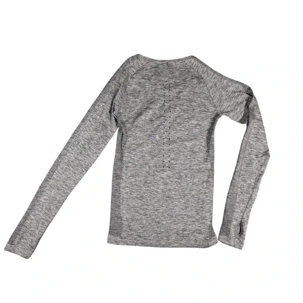 Nike Dri-FIT Knit Running Top Womens Extra Small XS Gray Heather Long Sleeve